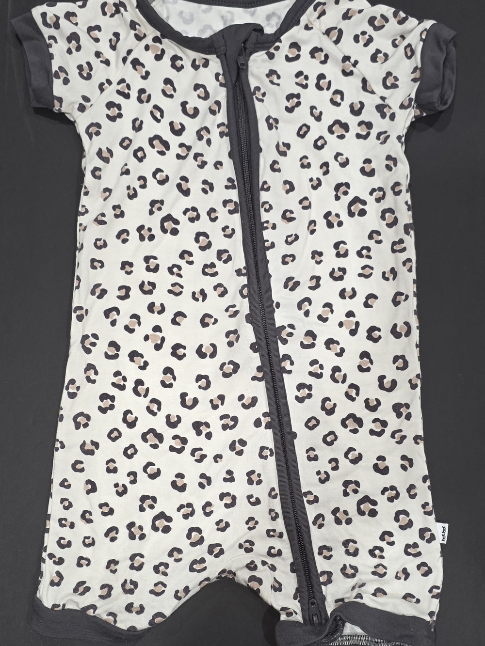 Little Sleepies Cream Leopard Print Zip Romper Pajamas Size 12-18 Months